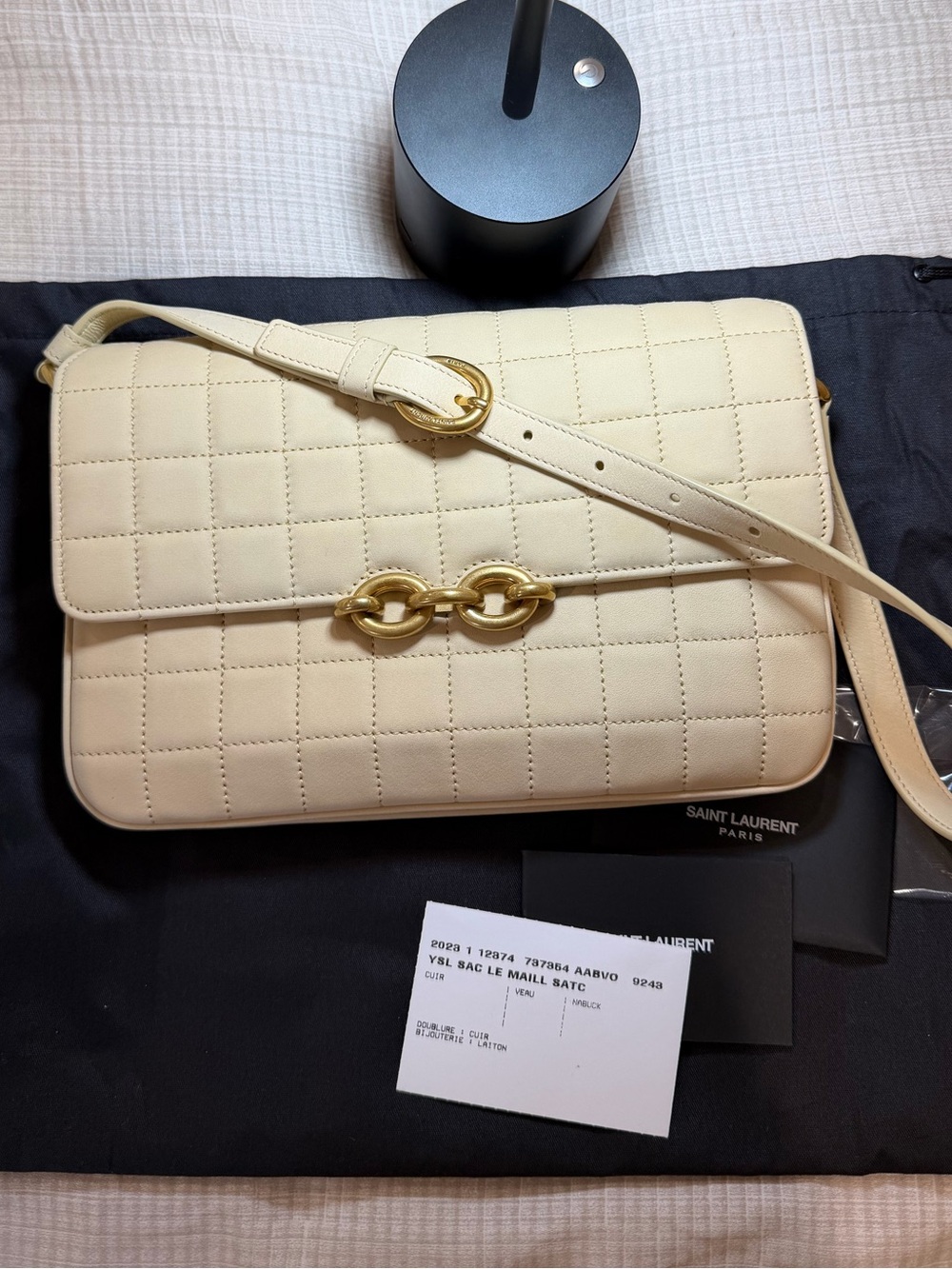 Saint Laurent Le Maillon Satchel in Quilted Leather Shoulder Bag